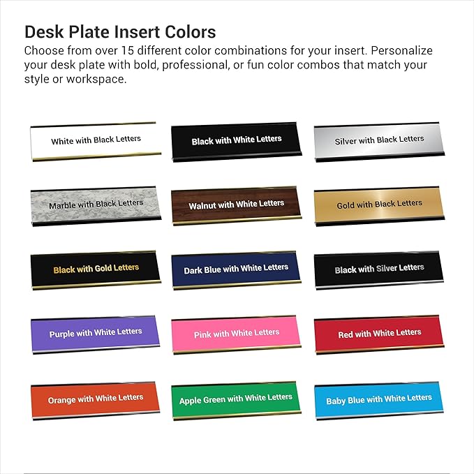 Custom Engraved Desk Plate | Personalized with your Name and Title | Perfect Decor for Office, Business, or Home | Multiple Font and Color Options | 2x8" or 2x10" (Apple Green w/White Letters, 2x8")