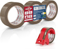 Ealyder Tape Brown Packing Tape 2 inch x 60 Yards, 3 Rolls with Dispenser – Heavy Duty Parcel Sealing Tape for Shipping, Moving and Storage, Total 180 Yards
