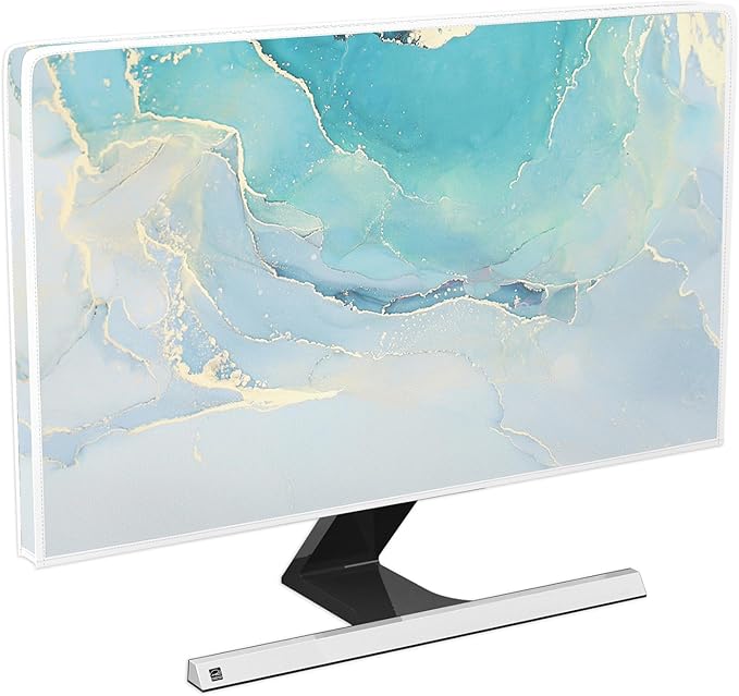Baocicco Blue Green Marble TV Display Screen Cover 37, 38, 39 Inch Creative Anti-Static Dustproof Monitor Accessories Laptop LCD Cover Modern Screen Television Decoration for LED LCD OLED TVs