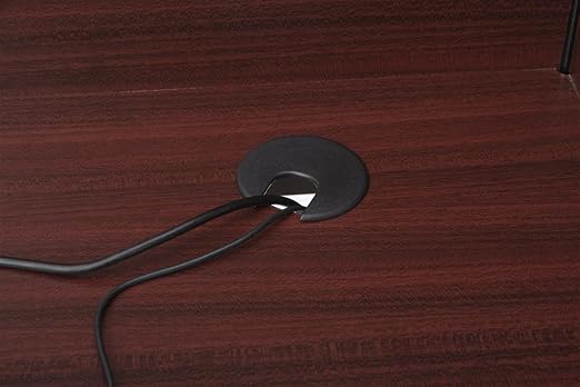 Displays2go Study Cubicle, Keyboard Tray, Steel Legs, Melamine Top – Mahogany (LCKSCCSSSM)