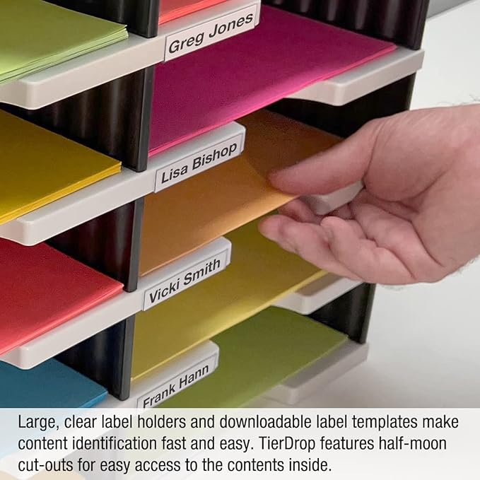 Desktop Organizer 6 Letter Tray Sorter Plus Riser Storage Base & 3 Supply Drawers - TierDrop Plus Stores All of Your Documents, Files, Forms & Frequently Used Supplies in One Compact Modular System