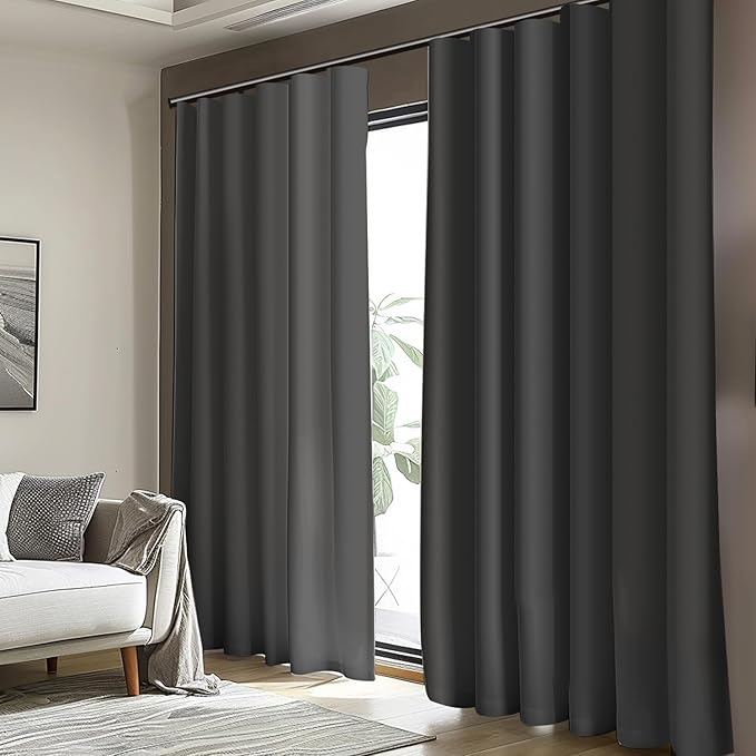 Cbsroro Room Divider Blackout Curtain Track Curtains Wall Dividers Panels Screen for Living Rooms Bedroom Office Privacy Partition Separation, W150 × L108 Inch,1 Panel, Black