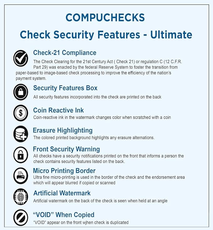 Compuchecks Check on Top Blank Check Paper - 1000 Pack, Quick-Books & Laser Printer Compatible - Security Business Checks with Voucher - 8.5" x 11" Brown Diamond