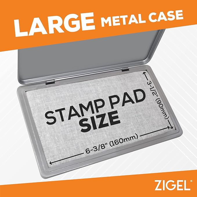 Metal Case Stamp Pad Large Size, Magenta Purple Color - Size: 3" x 6" - Choose from 15 Ink Colors