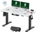 FLEXISPOT EN2 Whole-Piece Standing Desk with Clamp Power Strip, 55 x 28 Electric Stand Up Height Adjustable Desk with Cable Management (Black Frame + 55" White Top, 2 Packages)