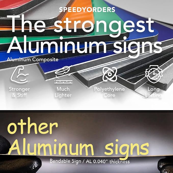 Custom Outdoor Aluminum Signs, Personalized Business Signs, Waterproof Silver Brushed Metal 10x7 In