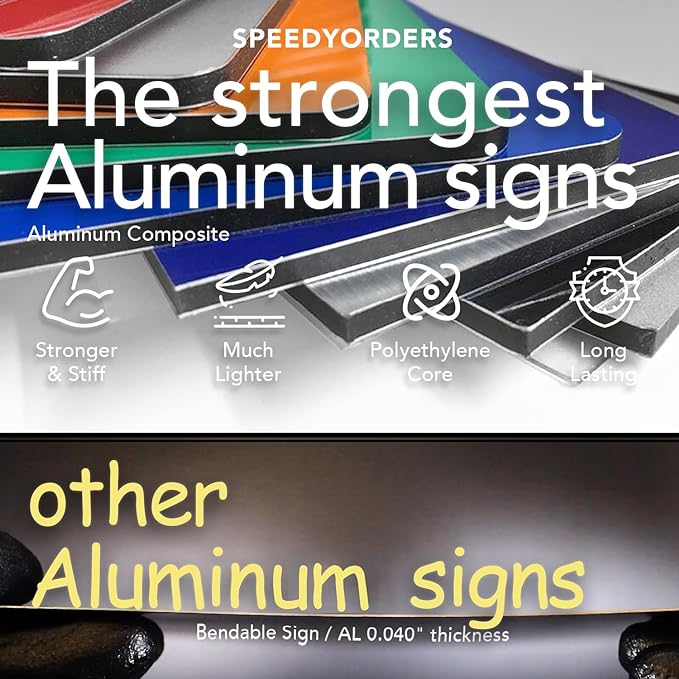 Custom Metal Signs, Personalized Aluminum, Customized Safety, Business Signs - Waterproof, White Aluminum (Yellow Background, 14x10 In)