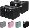 ComfortKeeper 6 Packs Letter Size File Organizer, File Folders Organizer, Fabric Storage Box, Collapsible Paper Organizer with Metal Handle, Smooth PVC Rails, Only Box (Black)