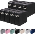 ComfortKeeper 8 Packs Letter Size File Organizer, File Folders Organizer, Fabric Storage Box, Collapsible Paper Organizer with Metal Handle, Smooth PVC Rails, Only Box (Black)
