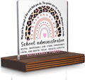 School Administrator Desk Decor Appreciation Gift, Leopard Rainbow Sign for Educational Leaders, Difference Maker Recognition Plaque PA079
