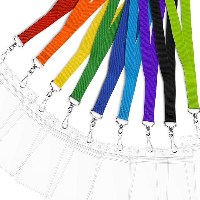 12-Pack Orange Breakaway Lanyards with Waterproof Badge Holders, Polyester Neck Straps for ID Cards, Events, Office, and Schools