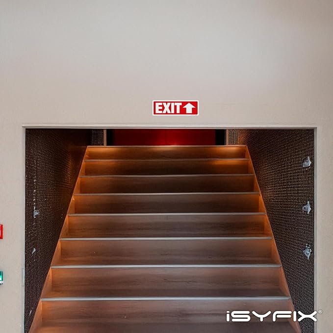 iSYFIX Exit Signs 6 Pack 12x4 Inch with Directional Up Arrows - Rust Free Aluminum, Laminated for UV, Weather, Scratch Resistance - Ideal for Offices, Schools, Theaters, Restaurants