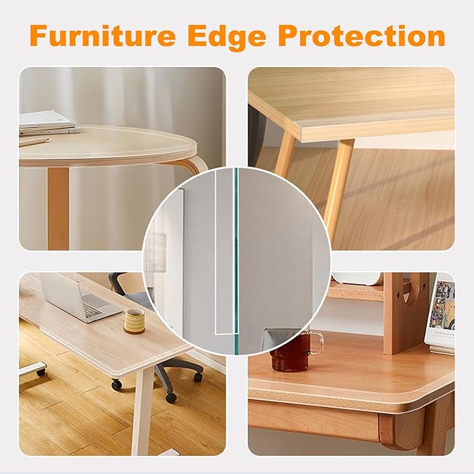 1.18 in x 13.12 FT,Clear Edge Protector Strip Sharp Edge Wrap Cover Tape,Self Adhesive Protective Bumper Guards for Cabinet Door Desk Glass Table Bed Furniture, Kitchen Countertop, Waterproof