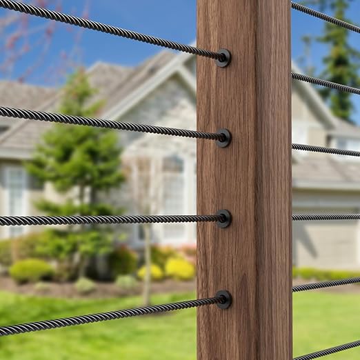 BLIKA 300 Pack Black Stainless Steel Protector Sleeves for 1/8" 5/32" or 3/16" Deck Cable Railing, for Wood/Composite Posts, T316 Marine Grade, Black Cable Railing Protector Sleeves