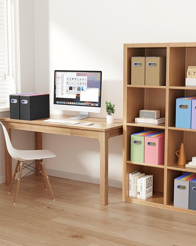 Oterri Cardboard File Organizer Box for Hanging File Folders Letter Size,File Box for Computer Desk,File Cabinet,Working Home,Office,Classroom (Brown, Letter Size - 6 Packs)