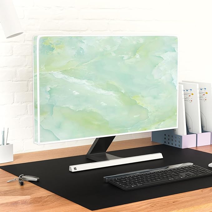 Baocicco Sage Green Marble Waterproof TV Dust Cover 50, 51, 52 Inch Anti-Static Dustproof Abstract Creative Desige Television Accessories TV LCD Screen Texture TV Decoration for Tablet