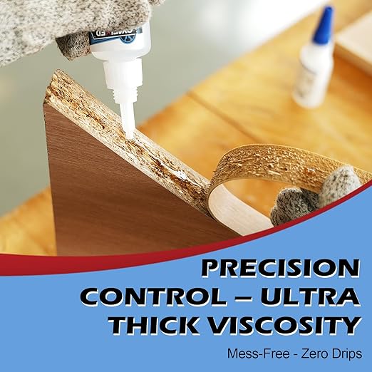 CYAFIXED Professional Grade Cyanoacrylate Super Glue, Ultra Thick Viscosity CA Glue for Woodworking, 2 oz. (56.8 Grams) - Instant Adhesive for Woodworking, Gap Filling, Heavy Duty Wood Bonding