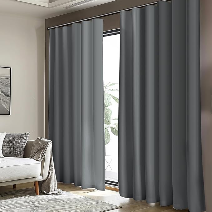 Cbsroro Room Divider Blackout Curtain Track Curtains Wall Dividers Panels Screen for Living Rooms Bedroom Office Privacy Partition Separation, W100 × L96 Inch,1 Panel, Light Grey