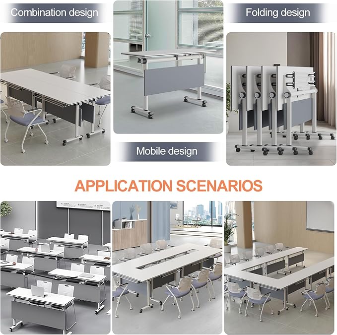Conference Table for 4-10 People,Wooden Meeting Room Table with Thicken Tabletop and Wood Base,Modern Meeting Training Desk for Conference Room Tables Seminar Room (2Pack140*60 * 75cm)