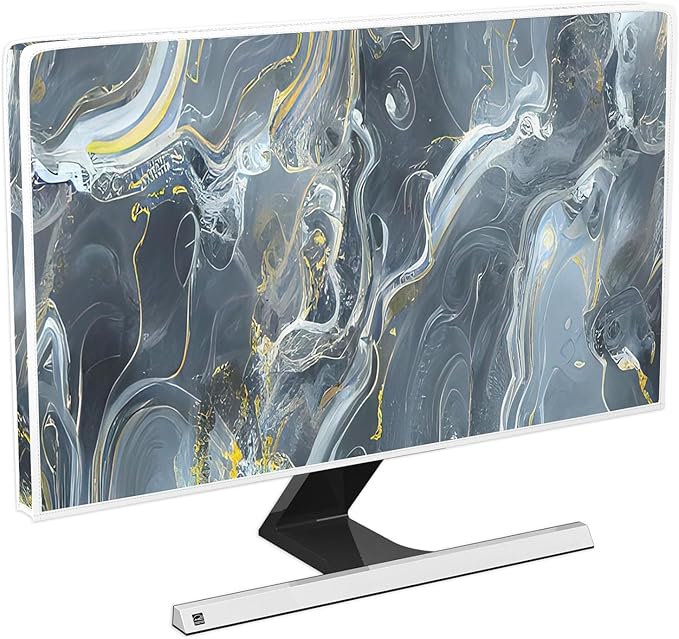 Baocicco Gray Gold Marble Waterproof 45, 46, 47, 48 Inch TV Dust Cover Anti-Static Dustproof Protective Aesthetic Texture Screen TV Covers Full Body Cover for Television Screen Desktop PC LED LCD OLED