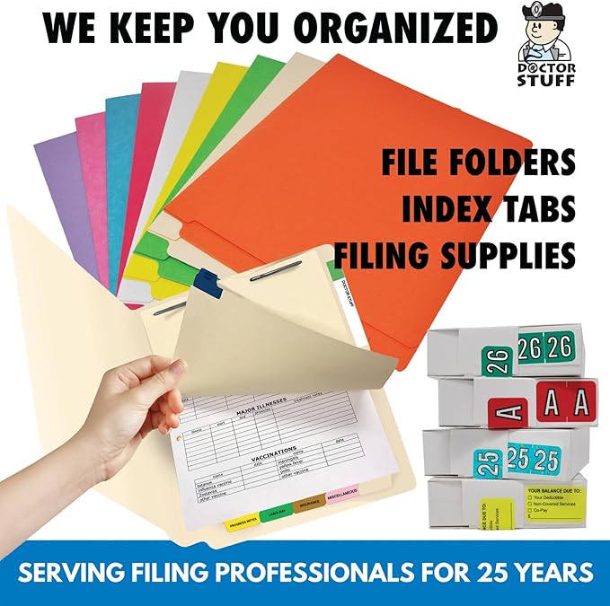 2026 Year Labels, Doctor Stuff 2026 Chart Stickers, Holographic Orange Colored, USA Made Year Label for End Tab File Folders, 500 Labels per Roll, 1 Roll, 3/4" x 1-1/2"