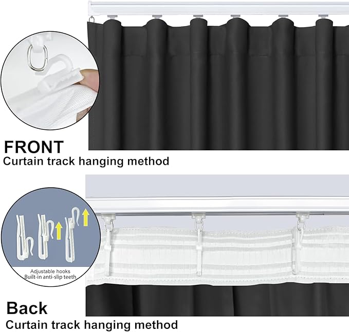 Cbsroro Room Divider Curtains, Blackout Ceiling Track Curtains with Hooks Wall Dividers for Bedroom Living Room Separation Office Privacy Partition, Noise Reduction, W100 × L84 Inch,1 Panel, Grey