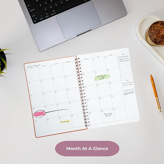 Merely Home | Ultimate Yearly, Daily, Weekly, Monthly Planner | 8.25" x 11.75" | To Do List Notebook for Work | Simple Design | Multiple Layouts | Academic Planner and Organizer Notebook (Rust, Yearly Planner - Portrait)