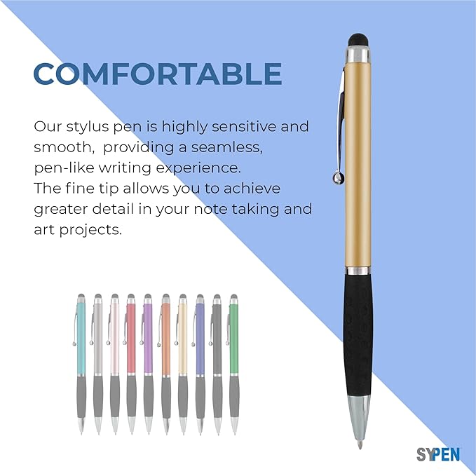 SyPen Personalized Pens With your Custom Logo or Text-600 Pack Bulk-for Businesses, Parties, and Events, 2 in 1 Ballpoint Pen & Stylus for Touchscreen Devices, Silver Barrel, Black Ink