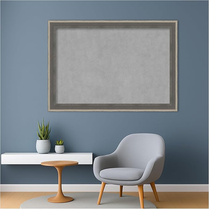 Amanti Art Grey Framed Magnetic Board 29x41 Large Vision Board for use with Magnets, 100% Metal Sheet to Display Items as Office Decor or for Home Organization in mudroom, Kitchen or Kids Room