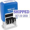 MaxMark Self-Inking Rubber Date Office Stamp with Shipped Phrase & Date - Blue Ink (Max Dater II), 12-Year Band