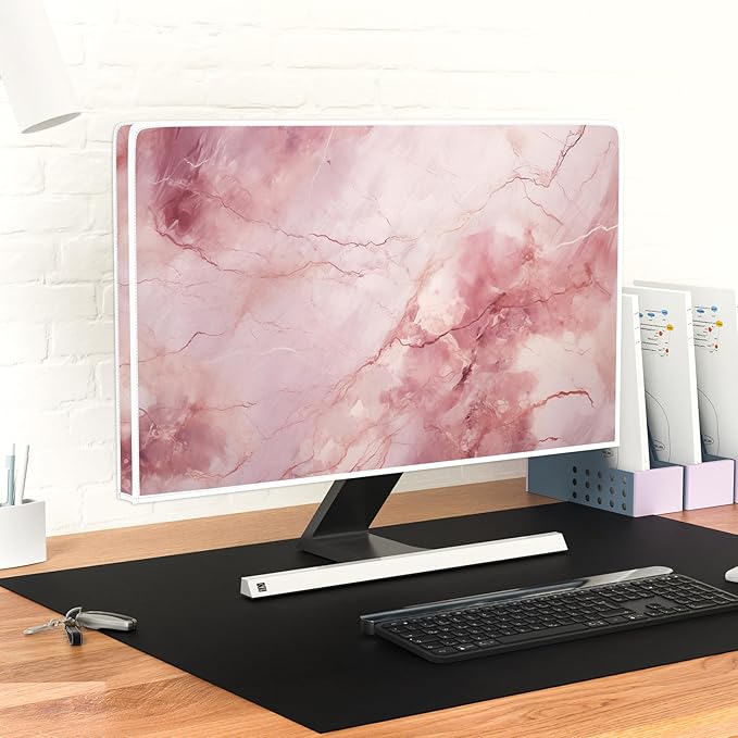 Baocicco Fashion Pink Marble Waterproof Television Cover 40, 41, 42, 43 Inch Full Body Covers for Television Screen Panel Case Computer Sleeve Compatible with PC, Desktop and TV LED LCD OLED