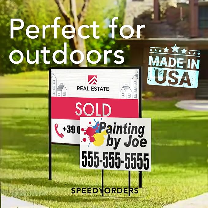 SPEEDYORDERS Custom Outdoor Metal Signs, Personalized Aluminum Signs, Customized Safety Signs, Metal Business Signs, Waterproof Outdoor Business Signs, White Aluminum (Green Background, 42x28 In)