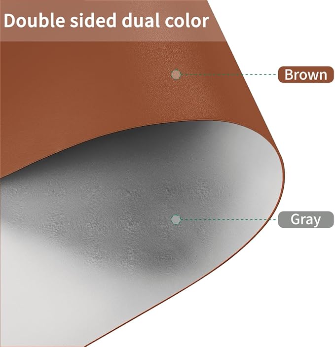 Zinkooat Leather Dresser Cover,1.8mm Thick,14x40 Inch,Dresser Protector Top,Dresser Top Protector,Dresser Cover Top,Dresser Top Cover,Dresser Cover Top for Bedroom.(Brown+Gray,14x40)