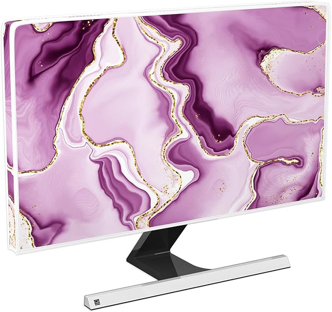 Baocicco Violet Gold Marble Waterproof Weatherproof and Dust-Proof TV Screen Cover 37, 38, 39 Inch for Home Office Creative TV Covers for TVs Screen Anti-Static Dustproof Protective