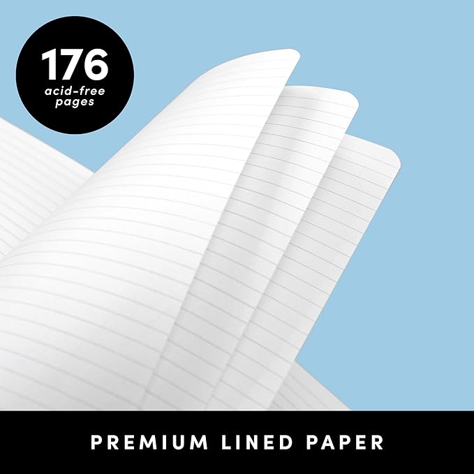 PAPERAGE Softcover Lined Journal Notebook (Teal), 176 Pages, Large B5 College Ruled Notebook, 7.5 inches x 9.8 inches - 100 GSM Thick Premium Paper, Soft Vegan Leather Journal for Home, Work & School