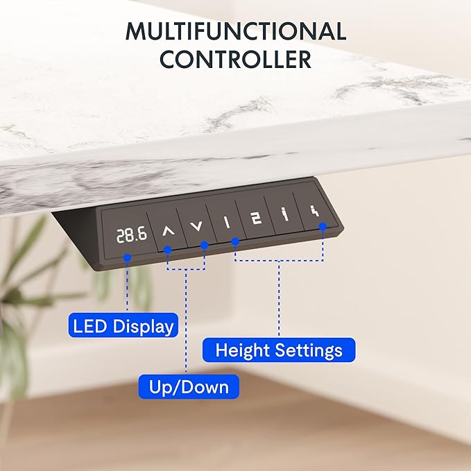 FLEXISPOT EN2 Whole-Piece Standing Desk with Clamp Power Strip, 48 x 30 Electric Stand Up Height Adjustable Desk with Cable Management (Black Frame + 48" Marble Gray, 2 Packages)