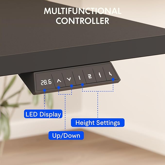 FLEXISPOT EN2 Whole-Piece Standing Desk with Clamp Power Strip, 40x24'' Electric Stand Up Height Adjustable Desk with Cable Management (Gray Frame + Black Top, 2 Packages)