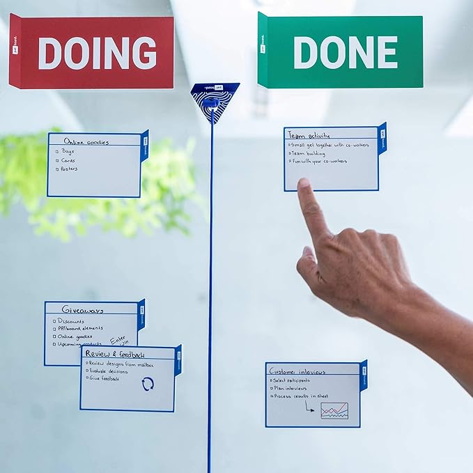 PATboard Scrum Board and Kanban Board - 16 Task Cards Medium - with nanocups® for Glass - Purple