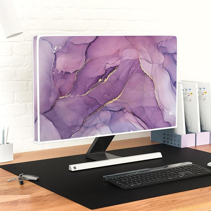 Baocicco Fashion Violet Marble Waterproof TV Dust Cover 55 Inch Anti-Static Dustproof Creative Design TV Screen Cover TV Screen Covers Sleeve Compatible with PC Desktop and TV LED LCD OLED