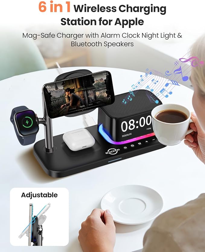 BLACKPAI 6-in-1 Wireless Charging Station for Multiple Apple Devices (White)