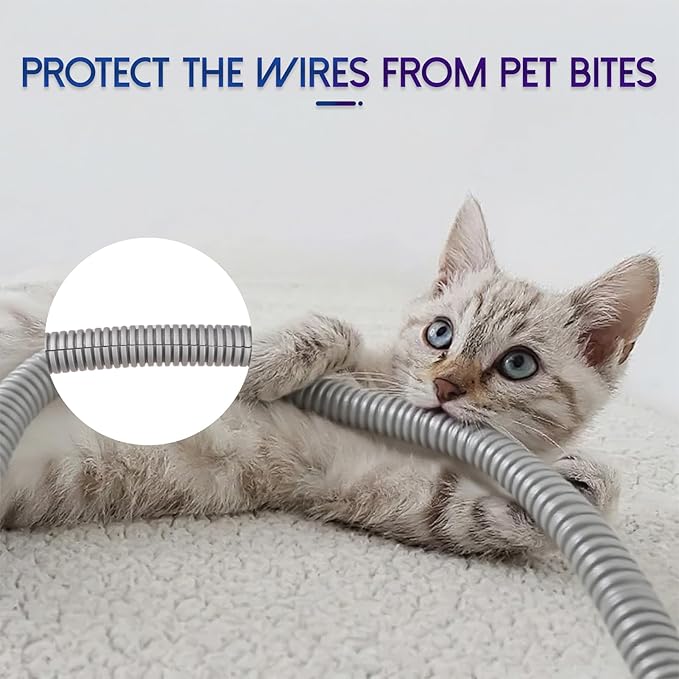 Split Wire Loom Tubing, 10,25ft Cord Protectors from Pets No Chew, Flexible Wire Covers Cord Protectors, Protective Split Cable Sleeve for Automotive Home Industrial Wires(Grey, 1.12inch-10ft)