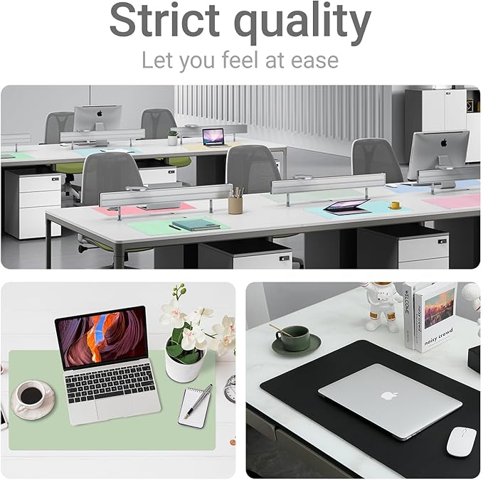 Boutilon Leather Desk Pad Protector,Non-Slip Mouse Pad,Laptop Desk Pad,Office Mouse Mat,Waterproof Leather Desk Blotter,Desk Writing Pad for Office and Home(M-Aqua Blue,30"x14")