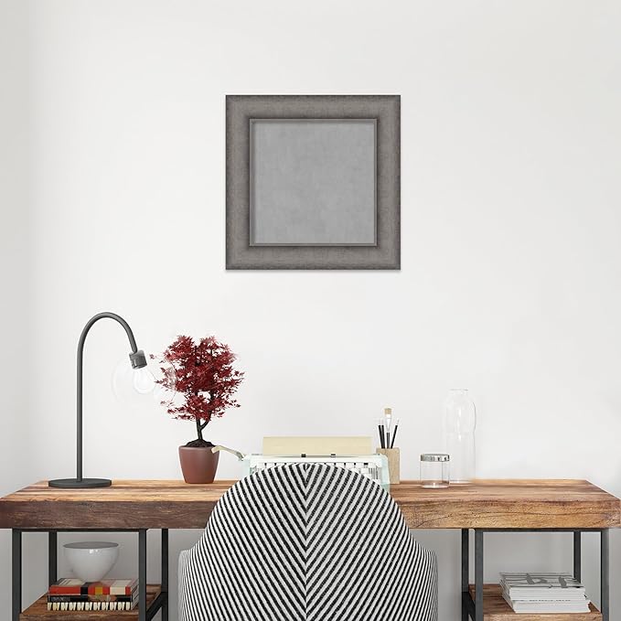 Amanti Art Grey Framed Magnetic Board 16x16 X-Small Vision Board for use with Magnets, 100% Metal Sheet to Display Items as Office Decor or for Home Organization in mudroom, Kitchen or Kids Room