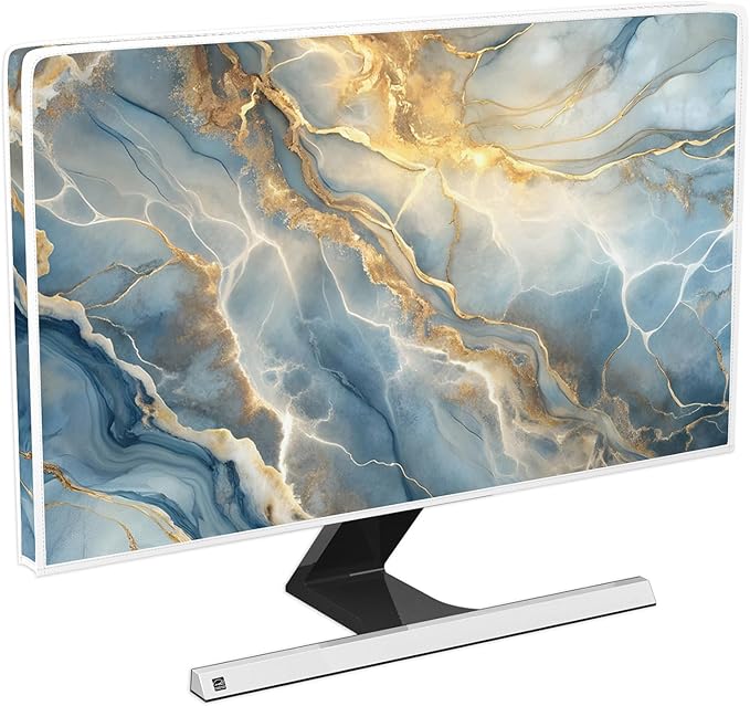 Baocicco Gold Blue Waterproof Screen TV Cover 75 Inch Modern Full Body Covers for Television Screen Panel Case TV Sleeve Compatible with Television LCD LED PC, Desktop and Home TV