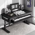 GRIPITHPY Modern Music Studio Desk Workstation with Keyboard Tray,Height Adjustable Standing Desks Table,Recording Studio Desk with Metal Legs,Wood Computer Desk for Home Office Studio