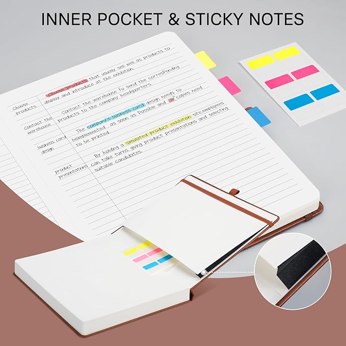 EMSHOI Meeting Notebook for Work with Action Items - 320 Pages B5 Thick Project Planner Agenda Organizer Work Notebook for Women Men Office Business, PU Leather Hardcover, 7.5" x 10", Green