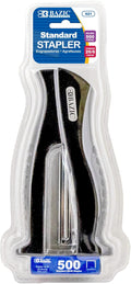 BAZIC Products Stand-Up Stapler w/500 Staples, Full Strip Size Standard (26/6), Black Durable Desktop Staplers, 48-Packs