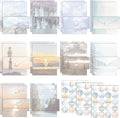 TaoBary 160 Pcs Stationery Paper Set 50 Double Sided Stationery Papers with 50 Matching Envelopes and 60 Round Dot Sticker, 10 Design(Natural Scenery,8.5 x 11 Inch)