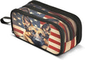 BOENLE Dog German Shepherd American Flag Pencil Case Box Boys Girls Large Pencil Pouch Zipper Compartments Big Capacity Stationery Pen Bag Organizer for Kids Teens Adults School