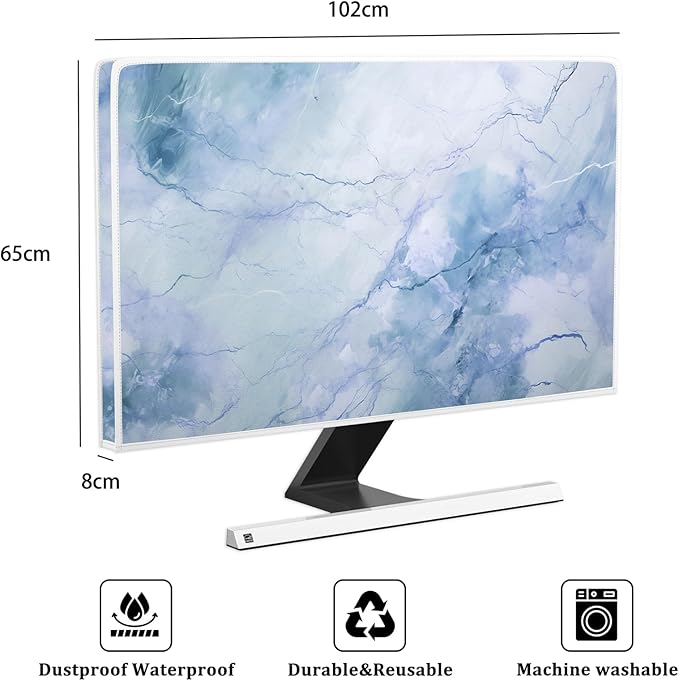 Baocicco Fashion Haze Blue Marble Screen TV Cover Cover 40, 41, 42，43 Inch Waterproof Full Body Covers for TV Display Screen Weatherproof Television Sleeve Compatible with Television LED LCD OLED TVs